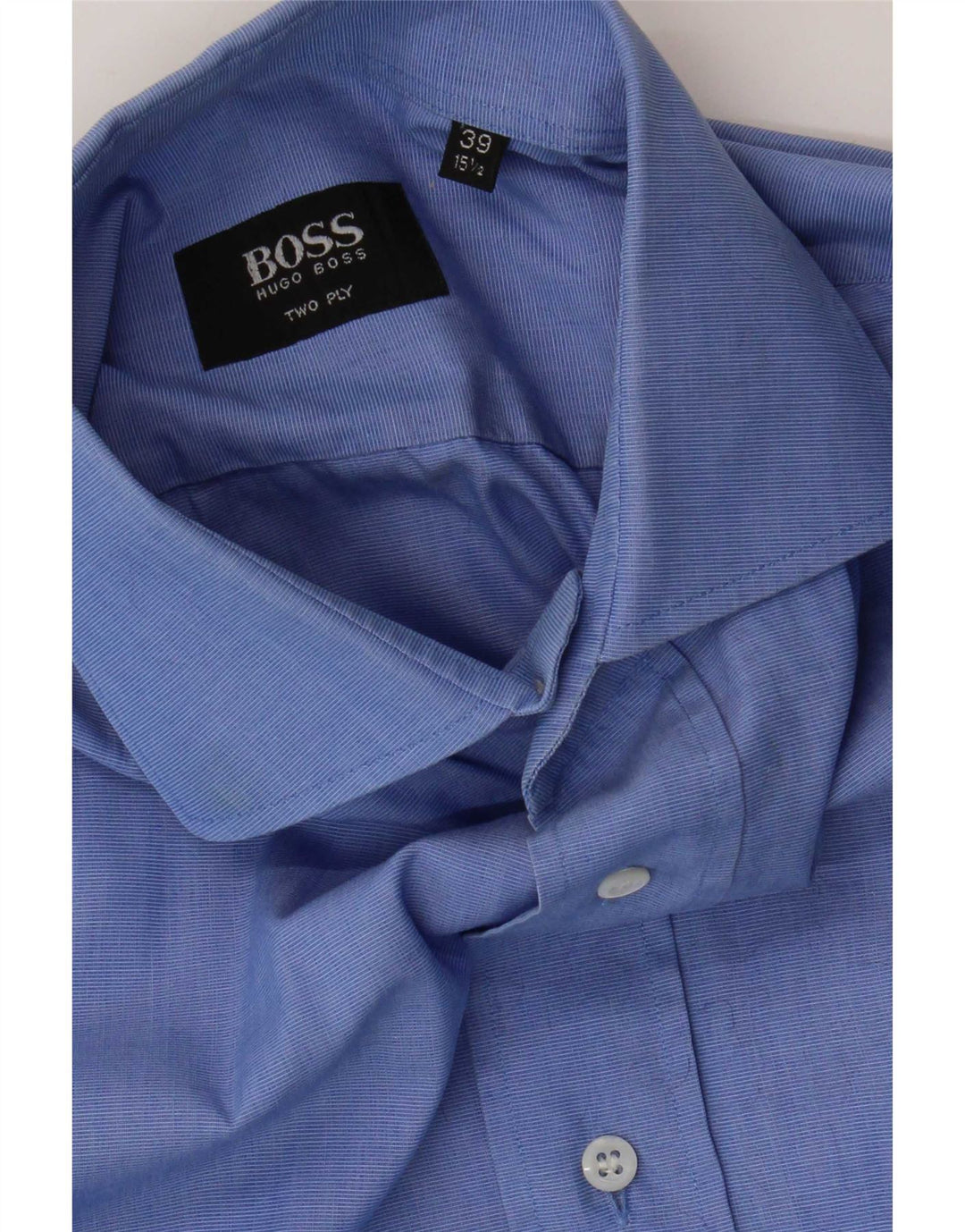 Hugo Boss Herrenhemd Größe 39 15 1/2 mittelblaue Baumwolle