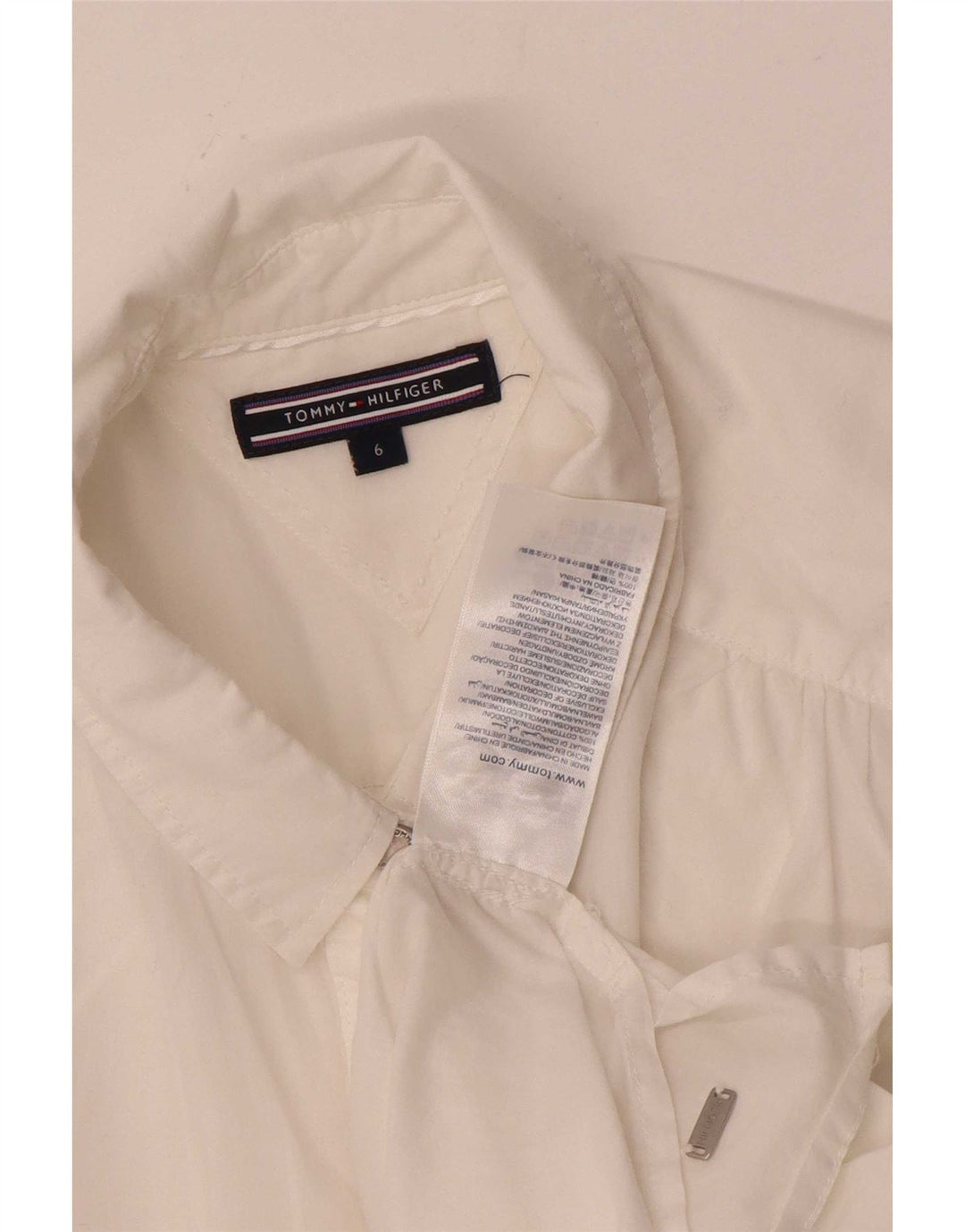 Tommy Hilfiger Damen ärmellose Hemdbluse US 6 Mittelweiße Baumwolle