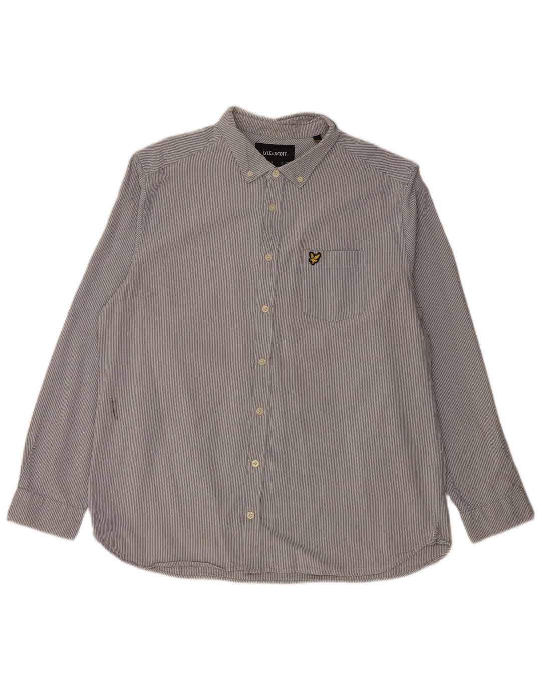 LYLE & SCOTT Herrenhemd 2XL Blaue Nadelstreifen-Baumwolle