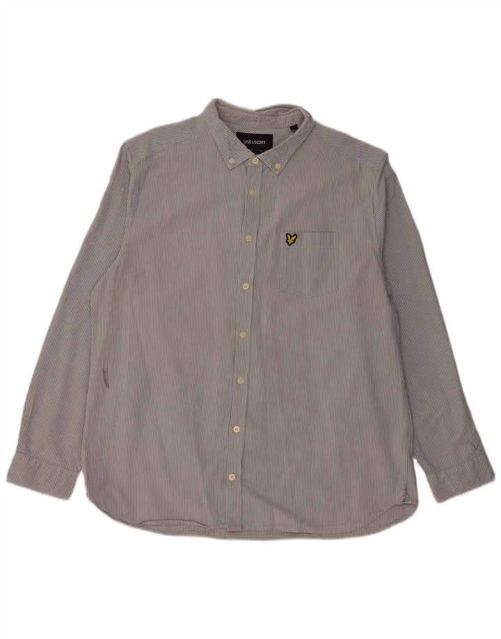 LYLE & SCOTT Herrenhemd 2XL Blaue Nadelstreifen-Baumwolle