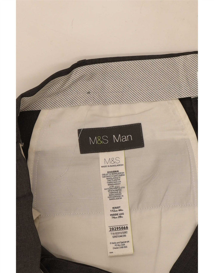 Gerade Herren-Anzughose von Marks & Spencer, W44, L29, grau, Polyester