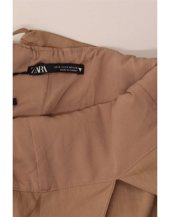 Zara Damen Neckholder-Kleid, Größe S, Beige, Leinen
