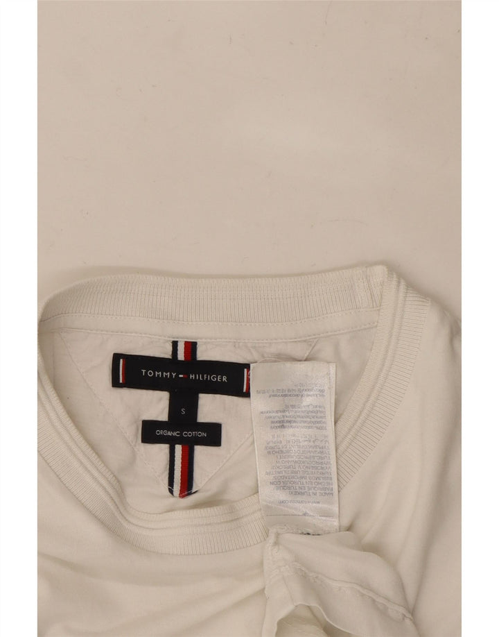 TOMMY HILFIGER Damen T-Shirt Top UK 10 Small Weiße Baumwolle