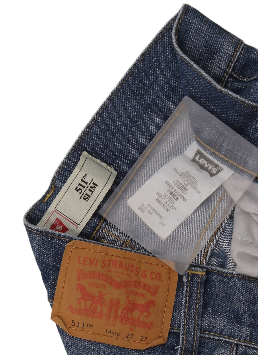 LEVI'S Jungen 511 Slim Jeans 13–14 Jahre W27 L27 Blaue Baumwolle