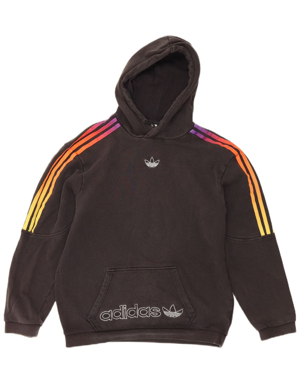 Adidas Womens Graphic Oversized Hoodie Pullover UK 6 XS Schwarz Baumwolle
