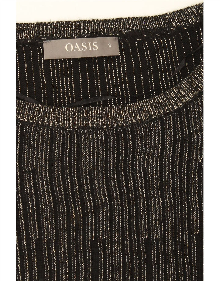 OASIS Womens Oversized Boat Neck Jumper Sweater UK 10 Small Black Striped Vintage Oasis and Second-Hand Oasis from Messina Hembry 