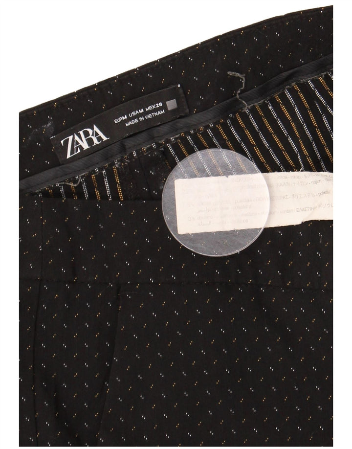 Zara Slim Chino-Hose für Damen, mittelgroß, W28, L27, schwarz gefleckte Viskose