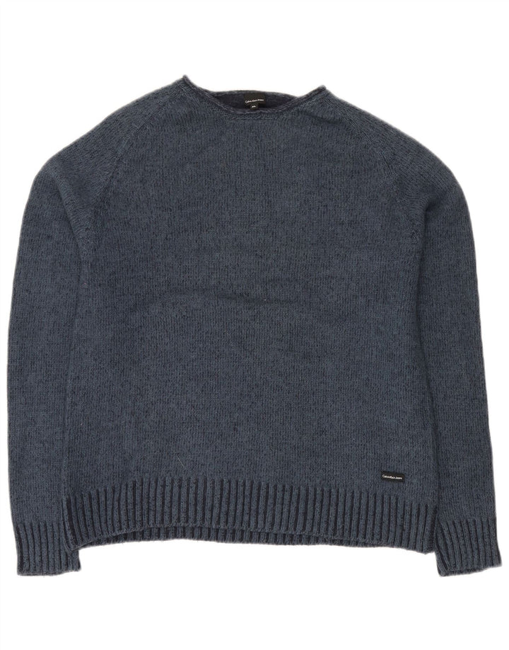 Calvin Klein Jeans Herren-Pullover mit Rundhalsausschnitt, XL, marineblaue Wolle