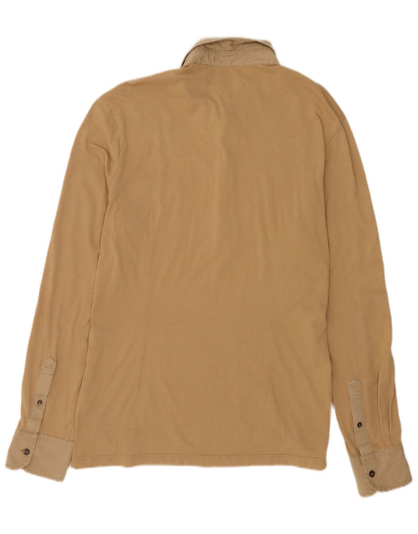 Tommy Hilfiger Herren Langarm-Rugby-Poloshirt XL Beige Baumwolle
