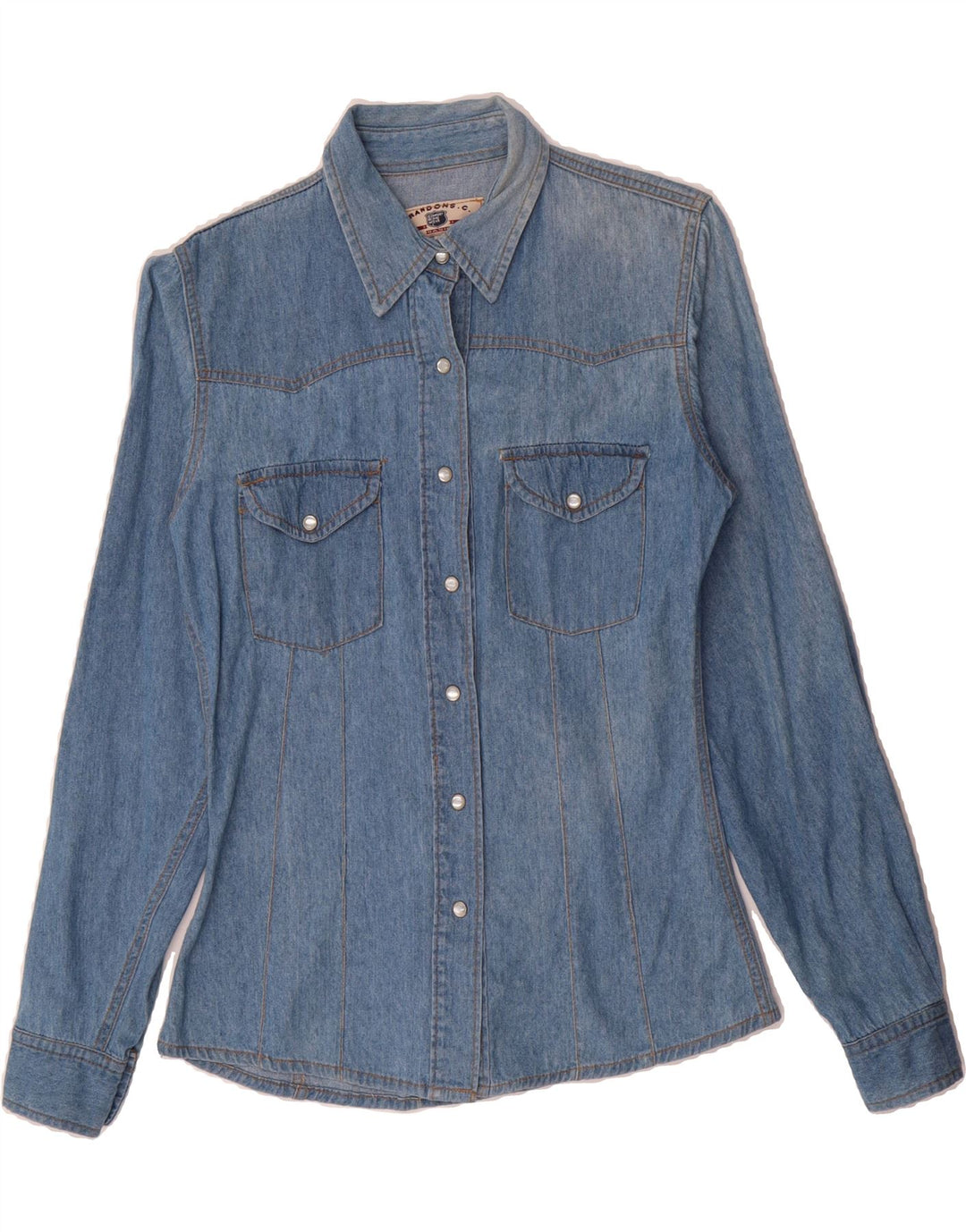 VINTAGE Womens Denim Shirt UK 14 Medium Blue Vintage Vintage and Second-Hand Vintage from Messina Hembry 