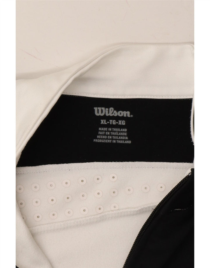 WILSON Mens Tracksuit Top Jacket XL White Colourblock Polyester Vintage Wilson and Second-Hand Wilson from Messina Hembry 