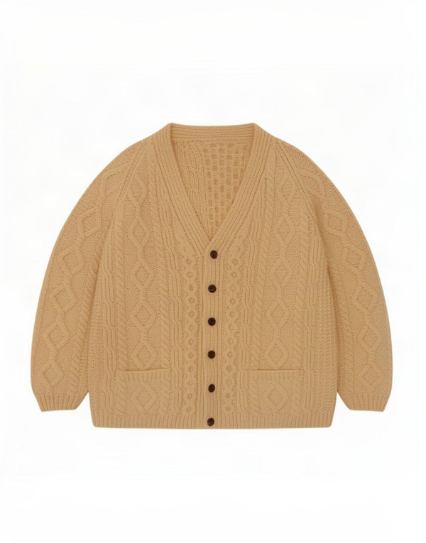 Vintage Herren Cardigan Pullover Medium Beige