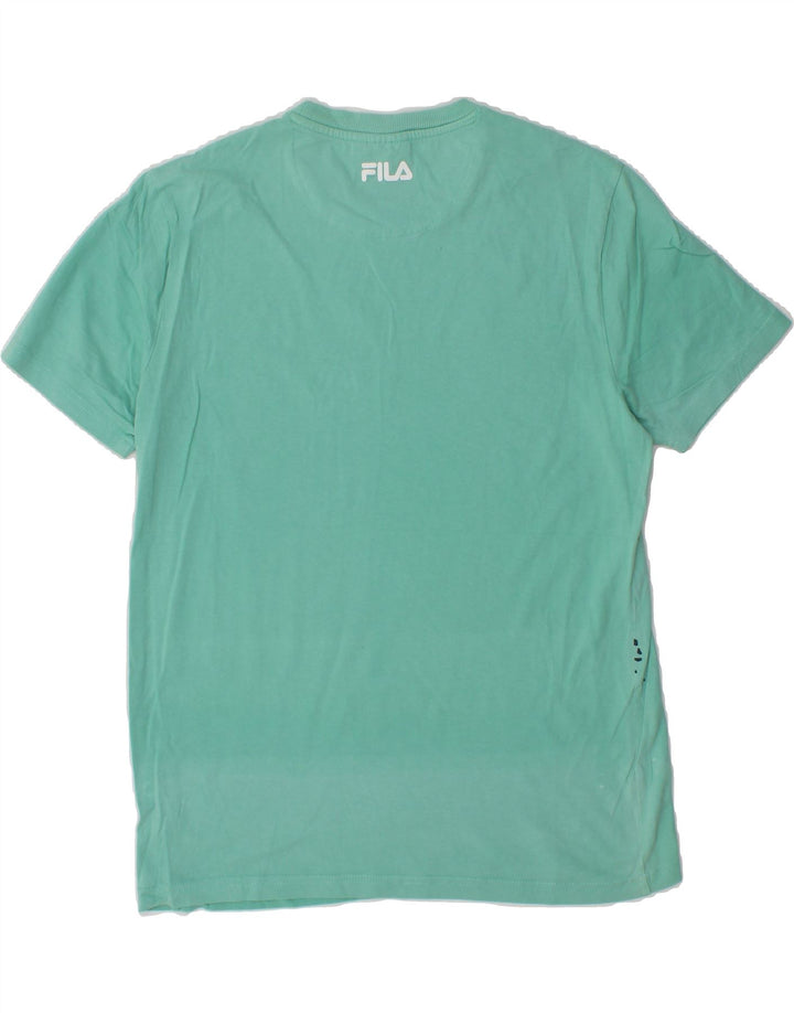 FILA Mens Graphic T-Shirt Top Small Turquoise Spotted Vintage Fila and Second-Hand Fila from Messina Hembry 