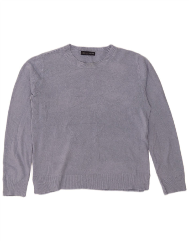 Marks & Spencer Damen-Pullover mit Rundhalsausschnitt, UK 14, Größe L, blaue Viskose