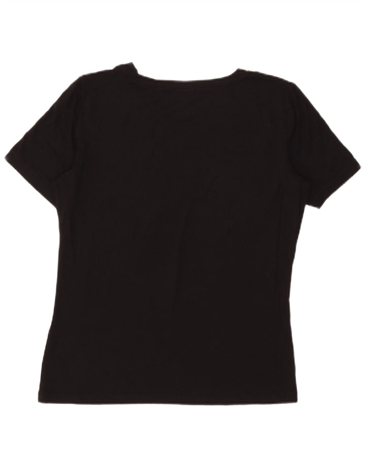 Luisa Spagnoli Damen Grafik T-Shirt Top UK 14 Medium Schwarz