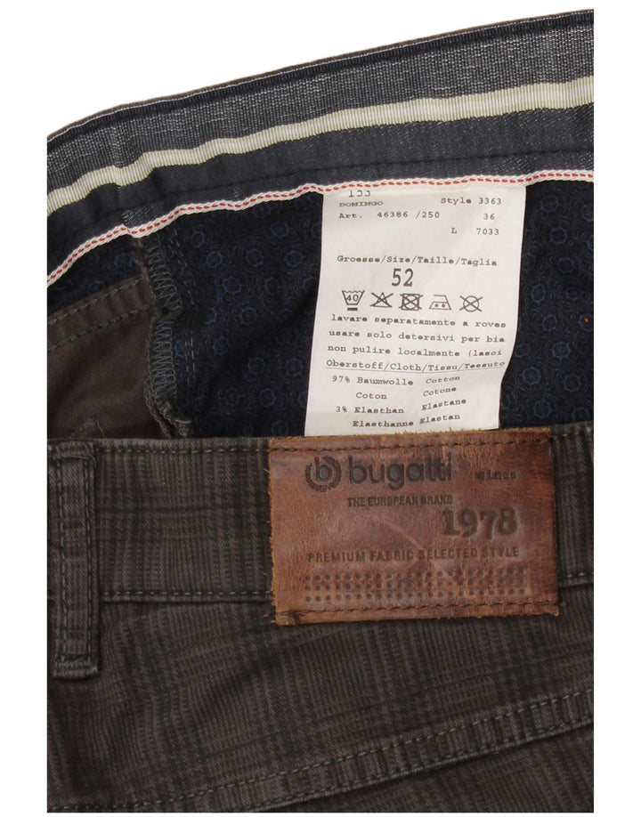 Bugatti Herren gerade Freizeithose IT 52 XL W36 L30 Grau Hahnentritt