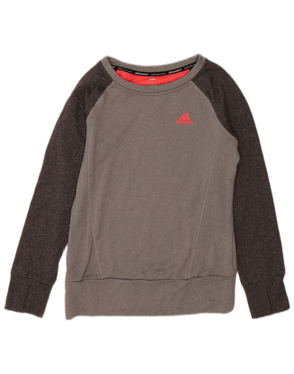 Adidas Damen Climawarm Sweatshirt Pullover UK 8/10 Small Grau Colourblock