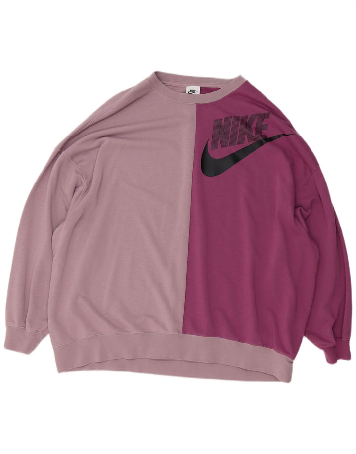Nike Womens Graphic Sweatshirt Pullover UK 14 Mittelrosa Farbblock