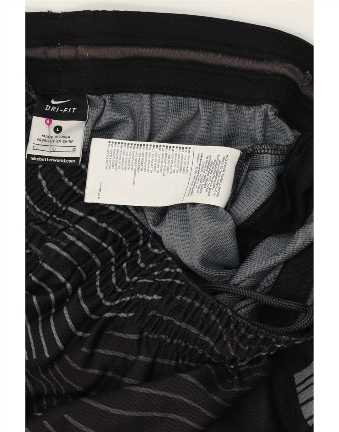 NIKE Herren Dri Fit Sportshorts, groß, schwarzes geometrisches Polyester