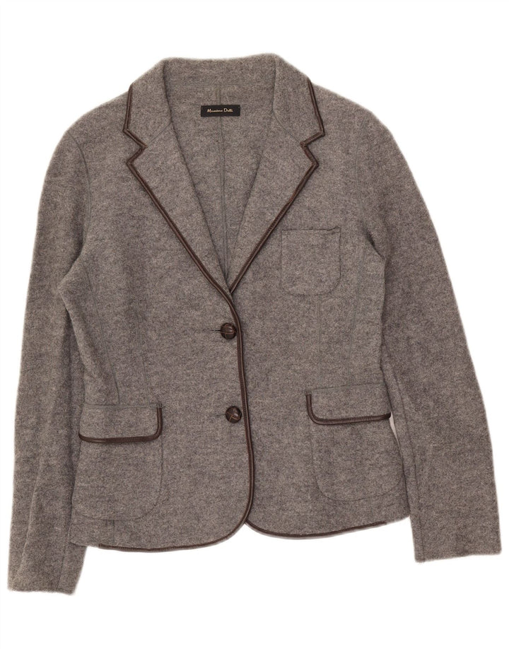 Massimo Dutti Damen-Blazerjacke mit 2 Knöpfen, EU 42, große graue Wolle