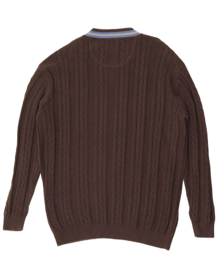 Basefield Herren-Pullover mit V-Ausschnitt, 2XL, braun gestreift, Baumwolle