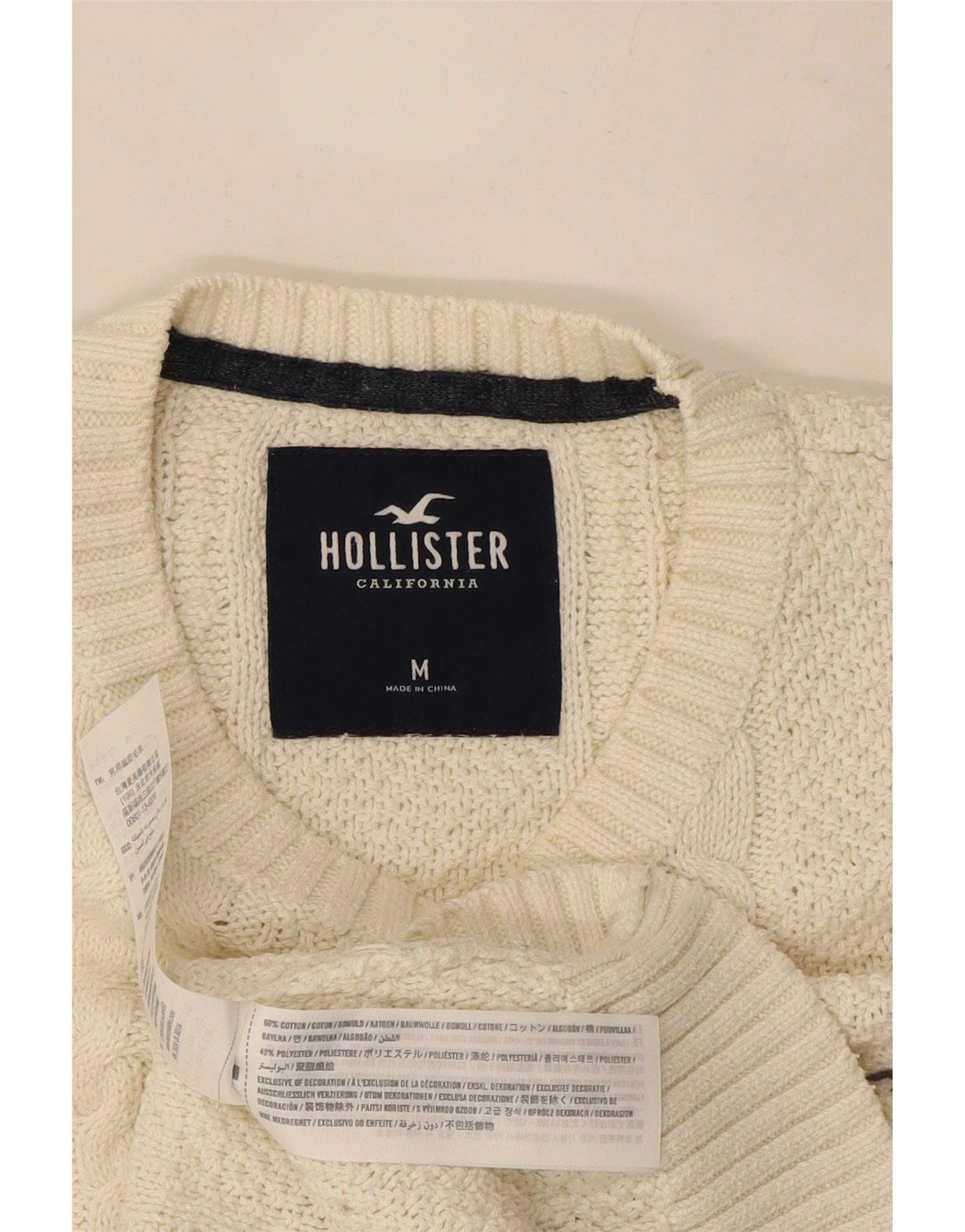 Hollister Herren-Pullover mit Rundhalsausschnitt, mittelbeige Baumwolle
