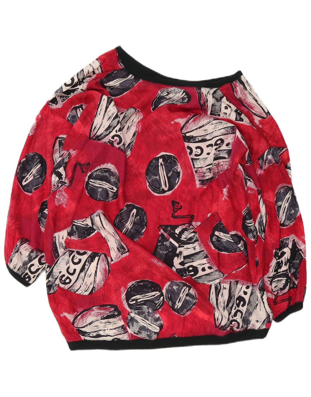 Vintage Damen Übergroße Bluse mit abstraktem Muster UK 18 XL Rot