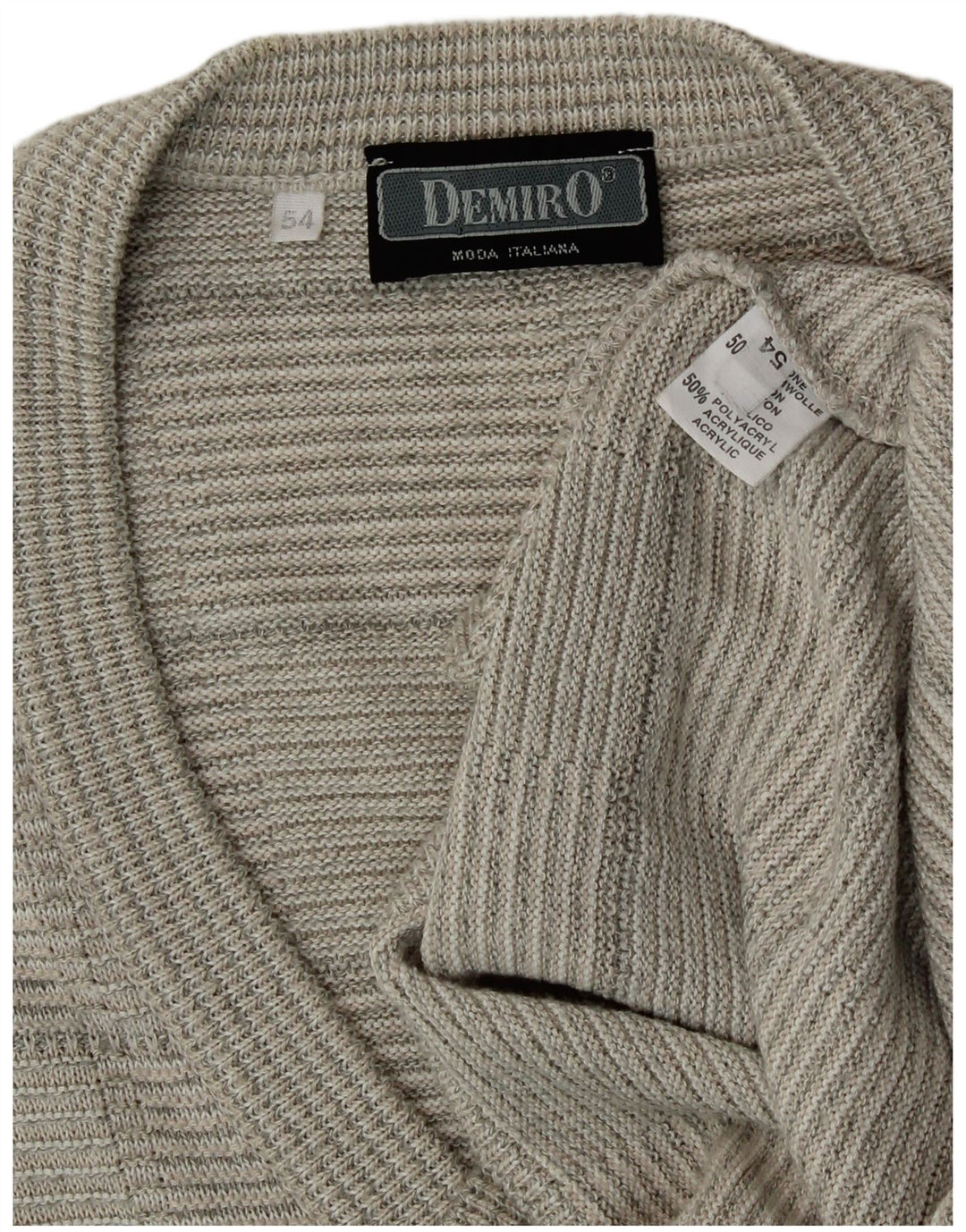 Demiro Herren-Cardigan-Pullover IT 54 XL Graue geometrische Baumwolle