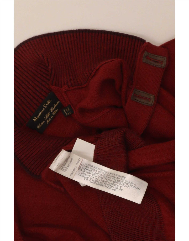 Massimo Dutti Herren-Pullover mit Knopfkragen, mittlere kastanienbraune Baumwolle
