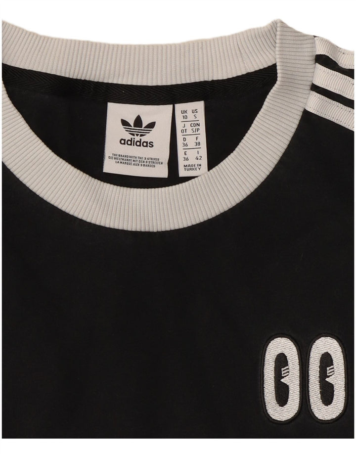 Adidas Damen T-Shirt Top UK 10 Small Schwarz