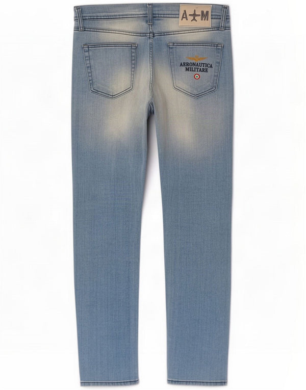 Aeronautica Militare Herren Slim Jeans IT 50 Large W34 L31 Blaue Baumwolle