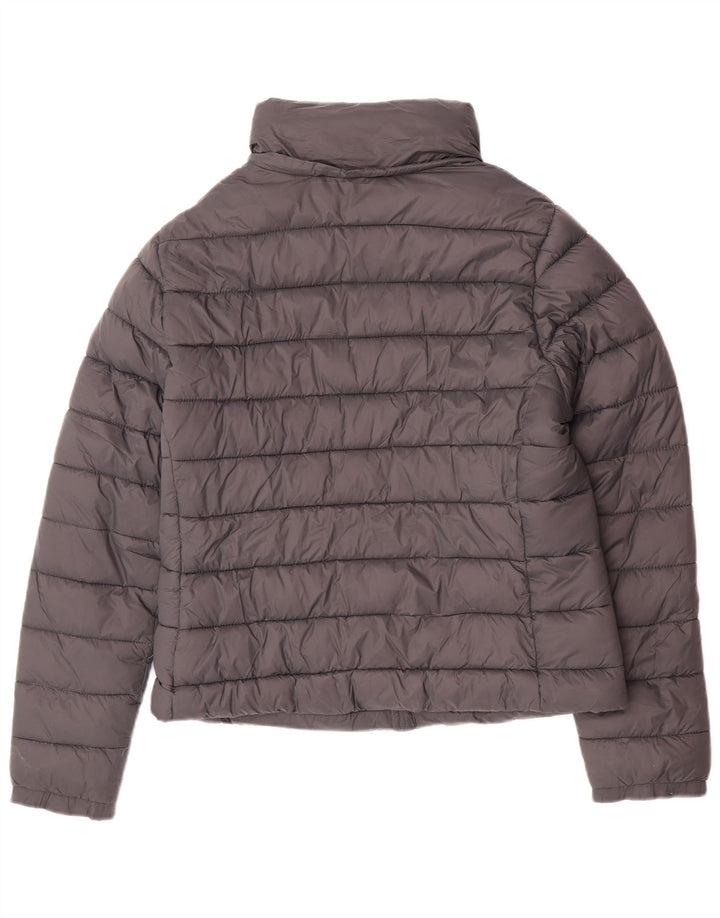Superdry Damen Wattierte Jacke UK 16 Large Graues Nylon