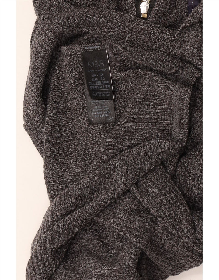 Marks & Spencer Damen Langarm-Pulloverkleid UK 12 Mittelgrau meliert