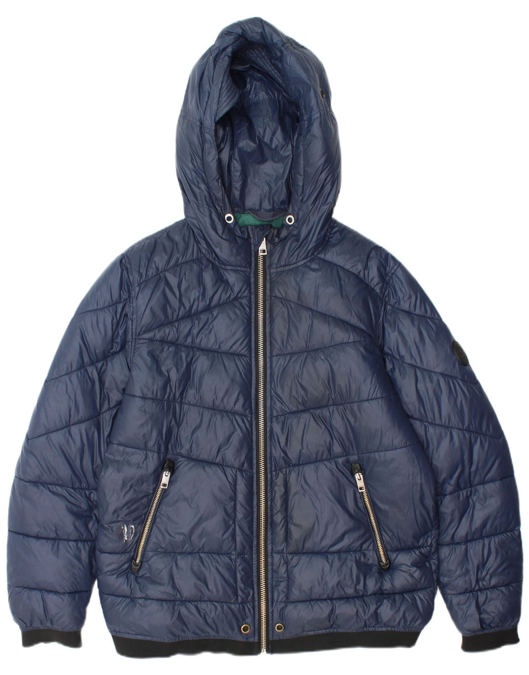 Diesel Herren-Jacke mit Kapuze, gepolstert, UK 36, Größe S, marineblaues Nylon