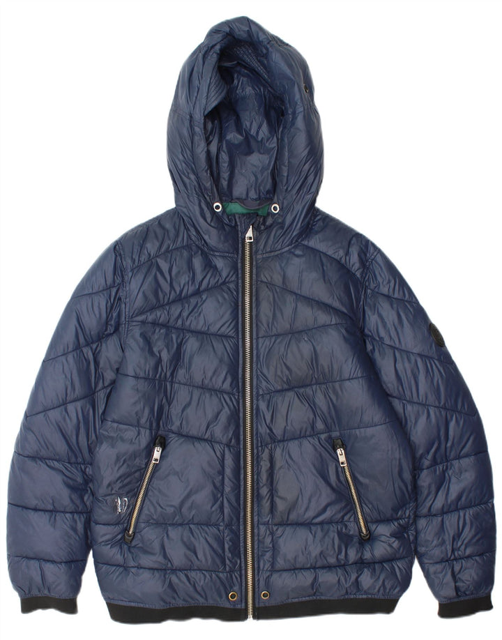 Diesel Herren-Jacke mit Kapuze, gepolstert, UK 36, Größe S, marineblaues Nylon