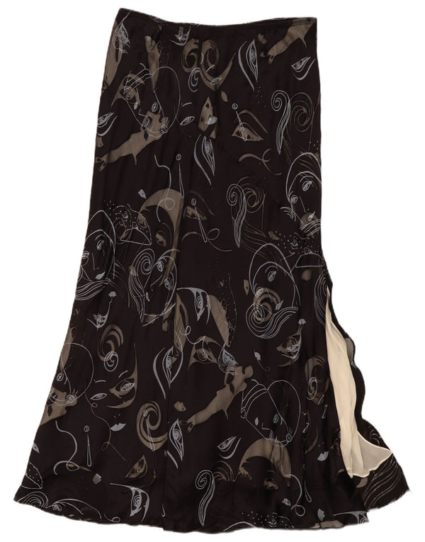 Fenn Wright Manson Damen Maxirock UK 16 Large W32 Schwarze Paisley-Seide