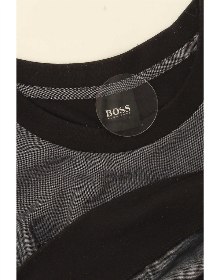 Hugo Boss Herren-Sweatshirt mit Grafik, mittelgraue Colourblock-Baumwolle