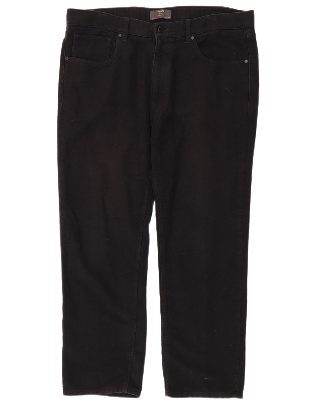 Marks & Spencer Herren-Freizeithose mit normaler Passform, W38, L29, schwarze Baumwolle