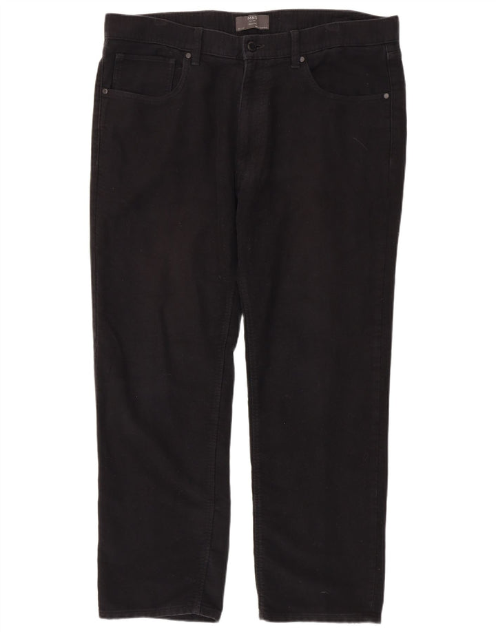 Marks & Spencer Herren-Freizeithose mit normaler Passform, W38, L29, schwarze Baumwolle