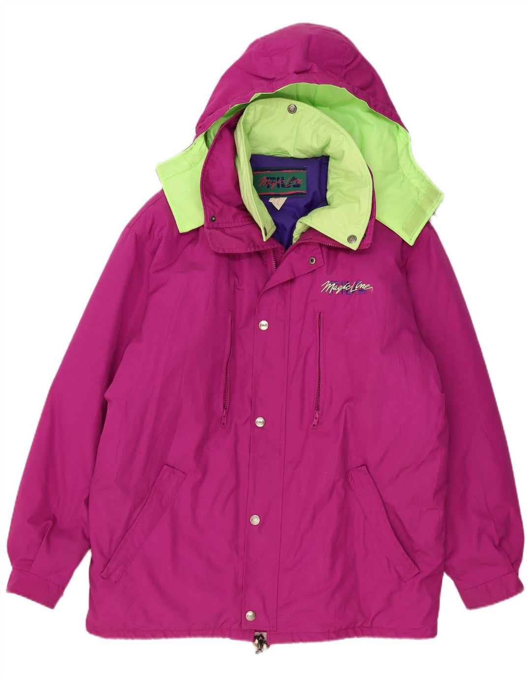 Fila Wattierte Herrenjacke mit Kapuze IT 52 XL Pink Colourblock Polyester