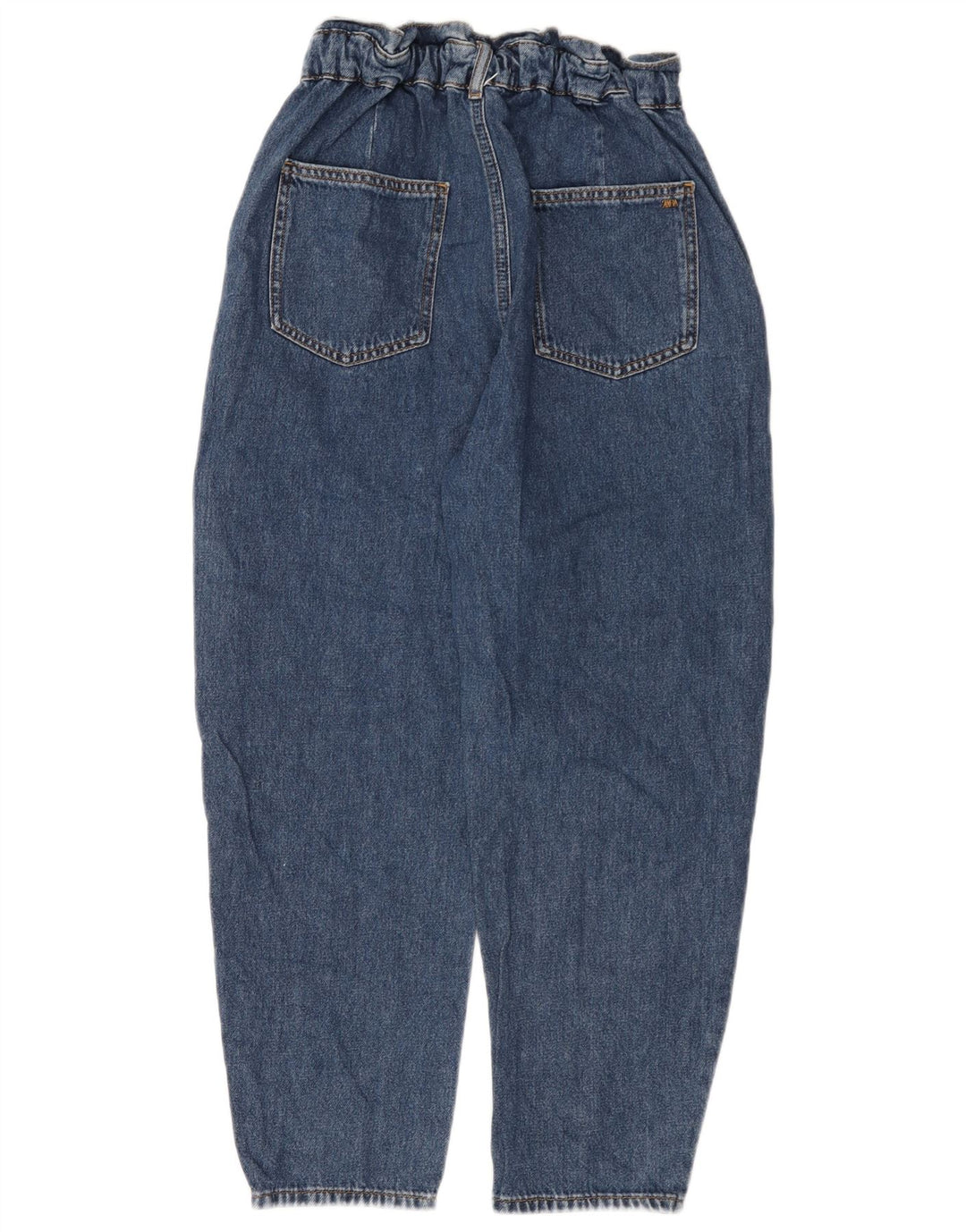 ZARA Damen Crop Loose Fit Jeans mit hoher Taille EU 38 Small W28 L25 Blau