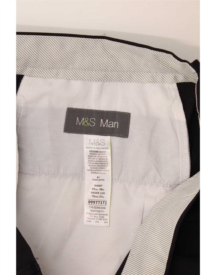 Gerade Herren-Chinohose von Marks & Spencer, W36 L31, marineblaues Polyester