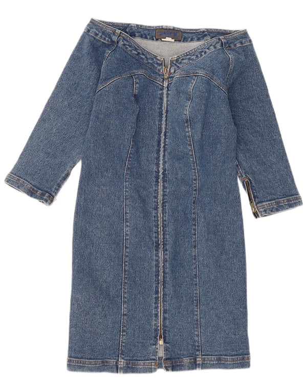 Sasch schulterfreies Jeanskleid mit 3/4-Ärmeln für Damen, UK 12, mittelblaue Baumwolle