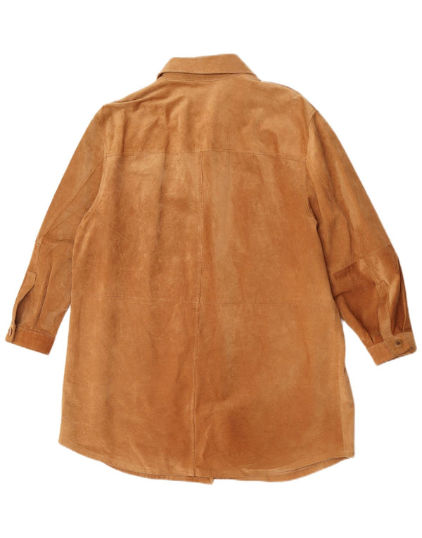 Vintage Damen Overshirt Wildleder Shirt UK 18 XL Braun