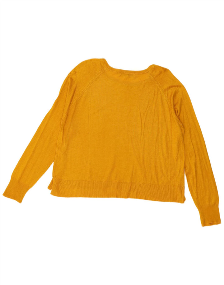 Übergroßer Damen-Pullover mit U-Boot-Ausschnitt von Zara, Gr. 14, mittelgelbe Viskose