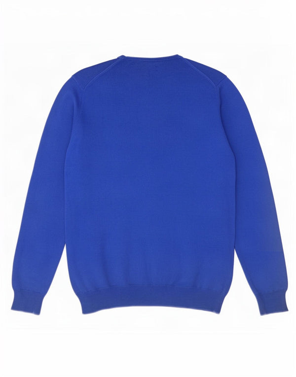 Zara Mens V-Neck Jumper Sweater Large Blue Cotton