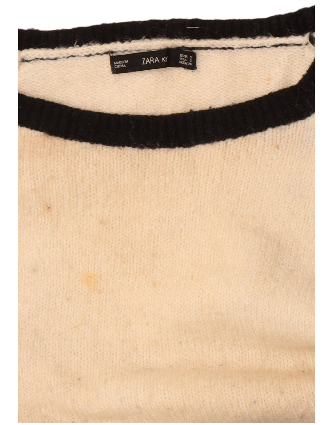 Zara Damen-Pullover mit Rundhalsausschnitt, Gr. 10, Größe S, Weiß, Farbblock