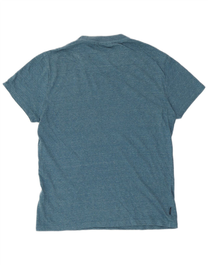 SUPERDRY Herren-T-Shirt-Oberteil, klein, blau gesprenkelte Baumwolle