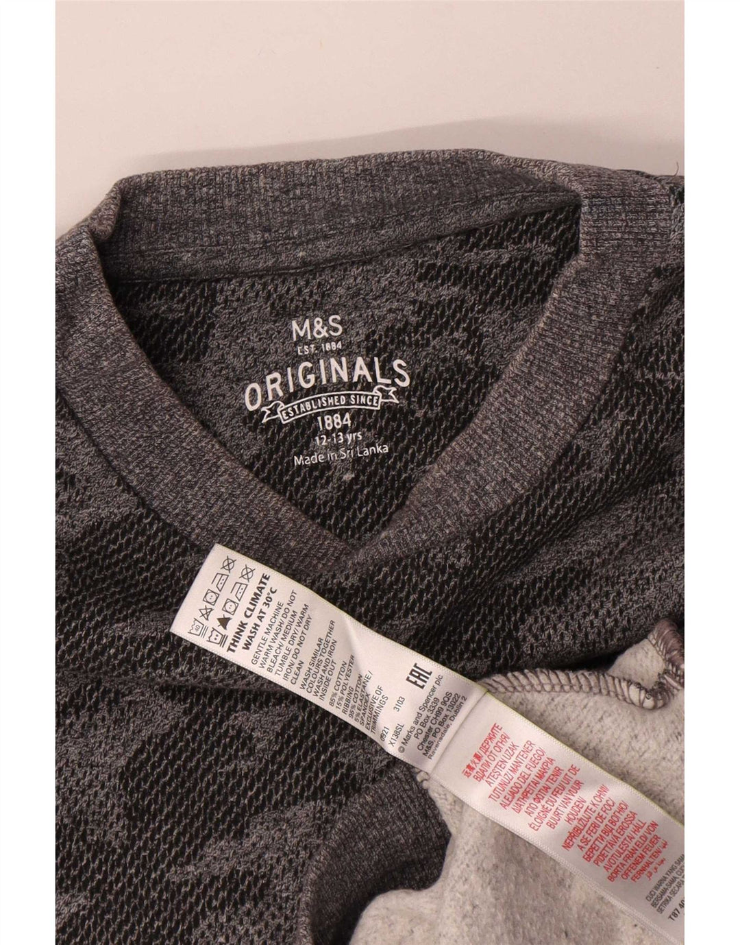 Marks & Spencer Jungen-Sweatshirt-Pullover, 12–13 Jahre, graue Camouflage-Baumwolle