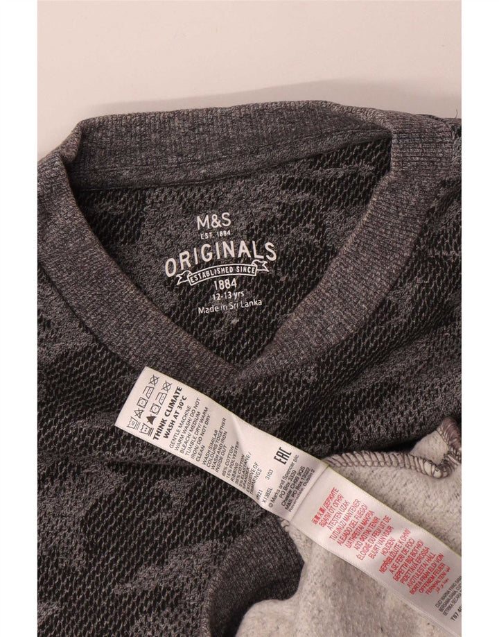 Marks & Spencer Jungen-Sweatshirt-Pullover, 12–13 Jahre, graue Camouflage-Baumwolle